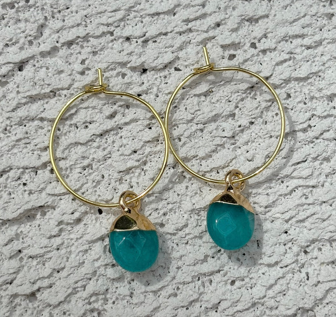 LOTUS SEED EAR HOOPS [TEAL CHALCEDONY]